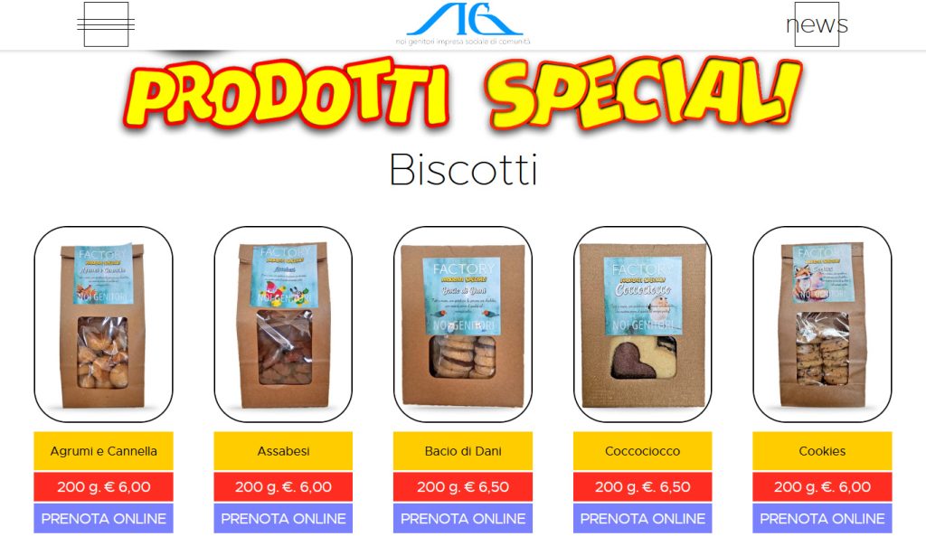 Prenotazione prodotti - sito Noi Genitori